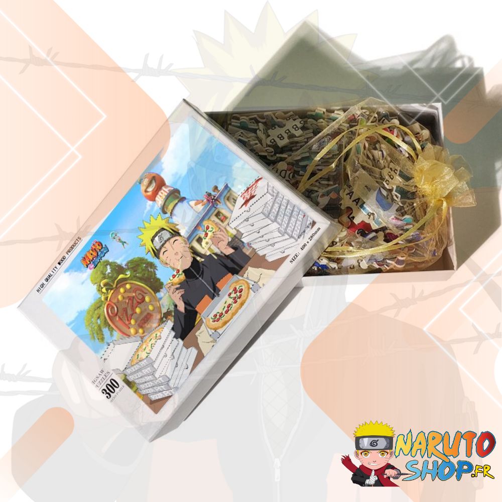 Puzzle Naruto en bois 300 pièces, Naruto Uzumaki mange une pizza