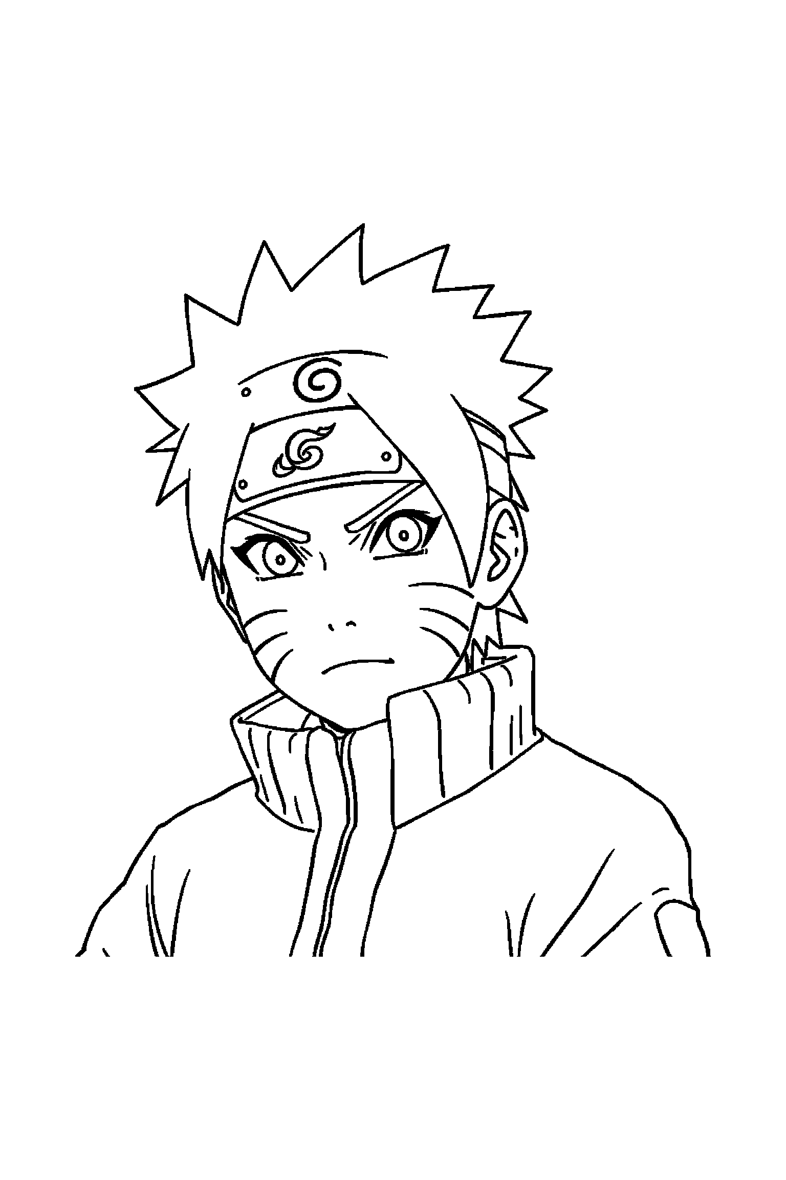 Coloriage Naruto gratuit à imprimer - Sakura souriant devant un grand motif nuages Coloriage Naruto gratuit à imprimer : Sakura souriant devant un grand motif nuages