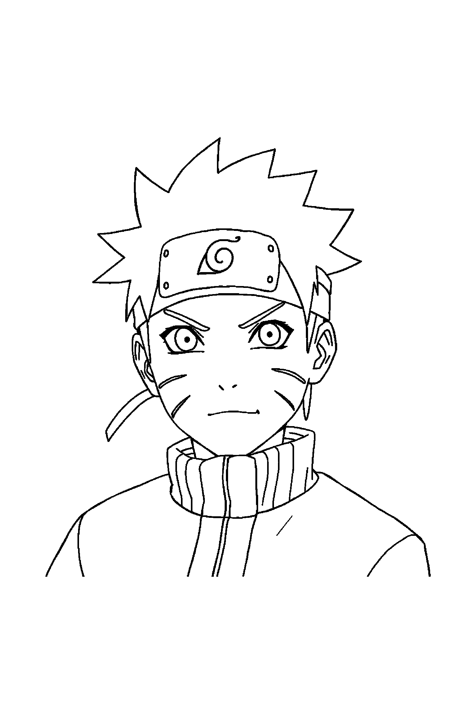 Coloriage Naruto gratuit à imprimer - Naruto au milieu de grands éléments faciles Coloriage Naruto gratuit à imprimer : Naruto au milieu de grands éléments faciles