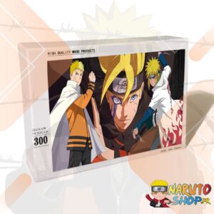 Puzzle quiz Naruto en bois 300 pièces avec Boruto, Naruto et Namikaze Minato