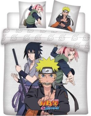 Parure Naruto Shippuden réversible avec 1 housse de couette et 2 taies