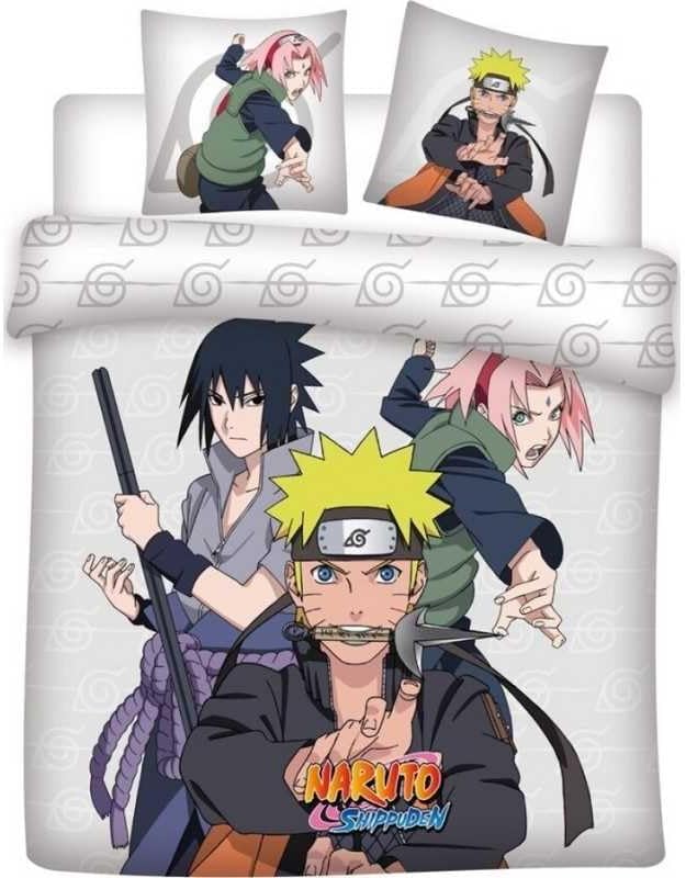 Parure Naruto Shippuden réversible avec 1 housse de couette et 2 taies