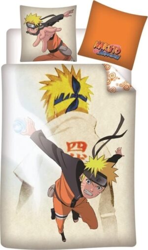 Parure de lit Naruto réversible 1 personne avec housse de couette 140x200 et taie 65x65