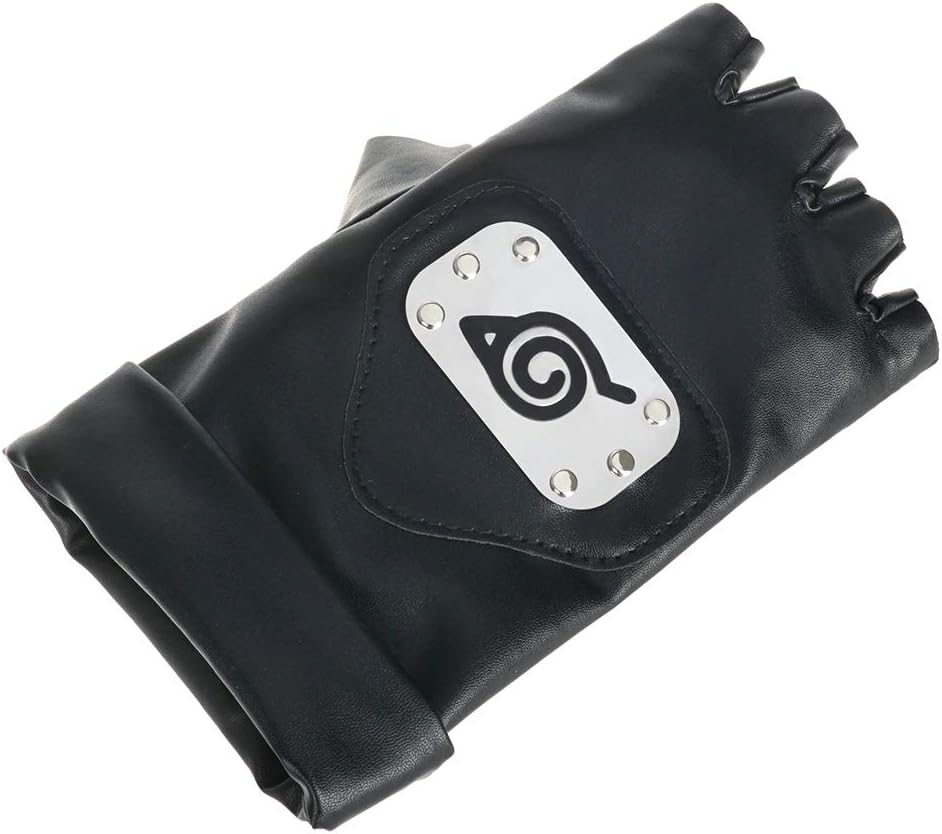 Gants noirs Naruto Kakashi avec écusson Konoha – Image 2