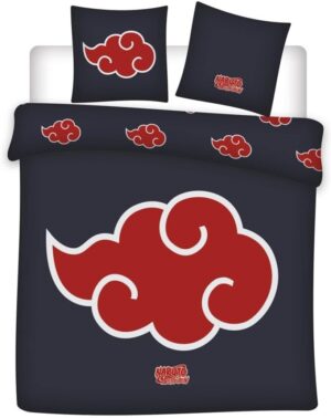 Parure de lit Naruto Akatsuki en polycoton, 240x220 cm avec 2 taies 65x65 cm