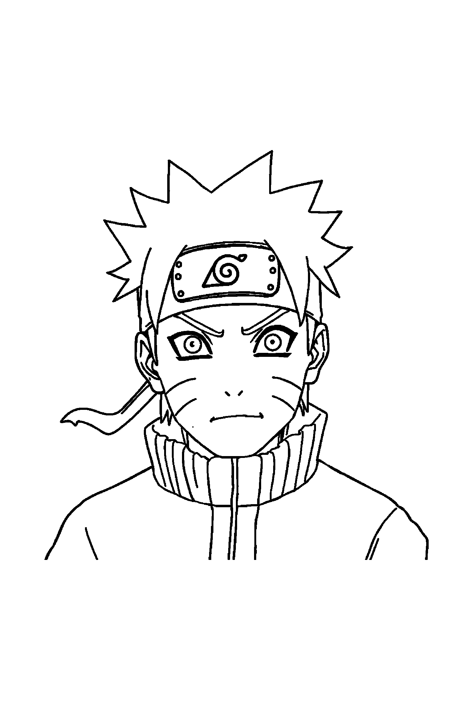 Coloriage Naruto gratuit à imprimer - portrait détaillé de Sasuke avec motifs feuilles Coloriage Naruto gratuit à imprimer : portrait détaillé de Sasuke avec motifs feuilles