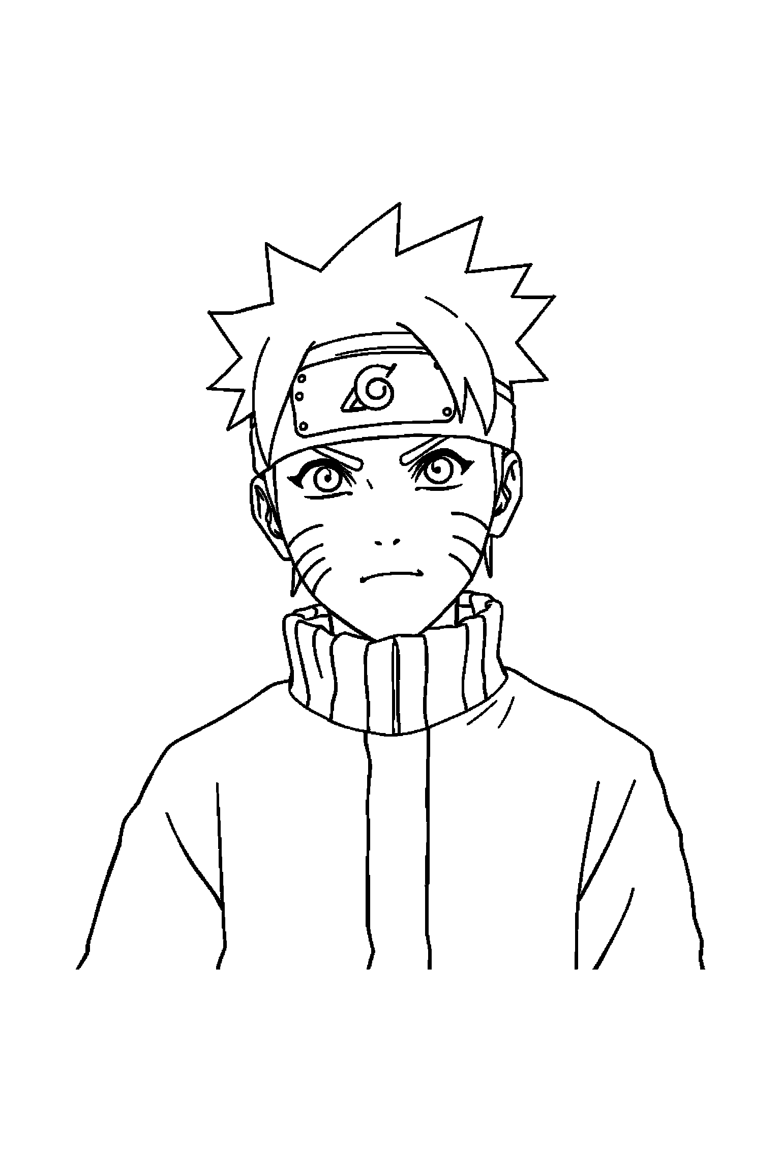 Coloriage Naruto gratuit à imprimer - un jeune ninja entouré de lignes de vitesse et petits détails Coloriage Naruto gratuit à imprimer : un jeune ninja entouré de lignes de vitesse et petits détails
