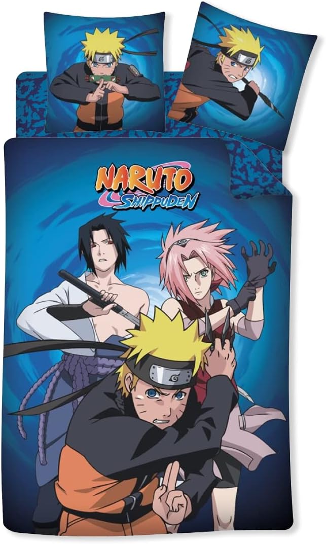 Parure de lit Naruto réversible 3 pièces avec drap-housse 90x190 cm – Image 2