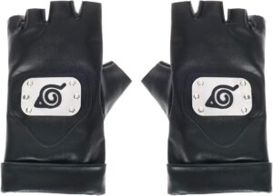 Gants noirs Naruto Kakashi avec écusson Konoha