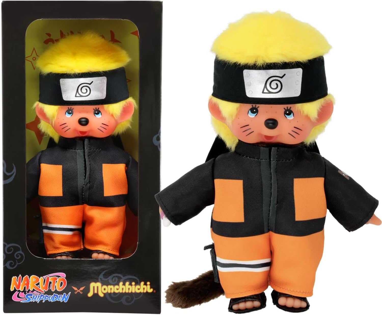Peluche Monchhichi Naruto Shippuden 20 cm, esprit années 80