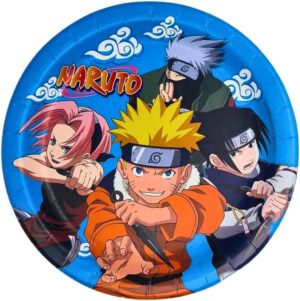 Assiettes Naruto 23 cm, lot de 8 pour anniversaire