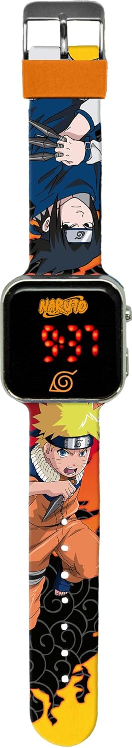 Montre numérique Naruto orange pour enfant avec bracelet en plastique