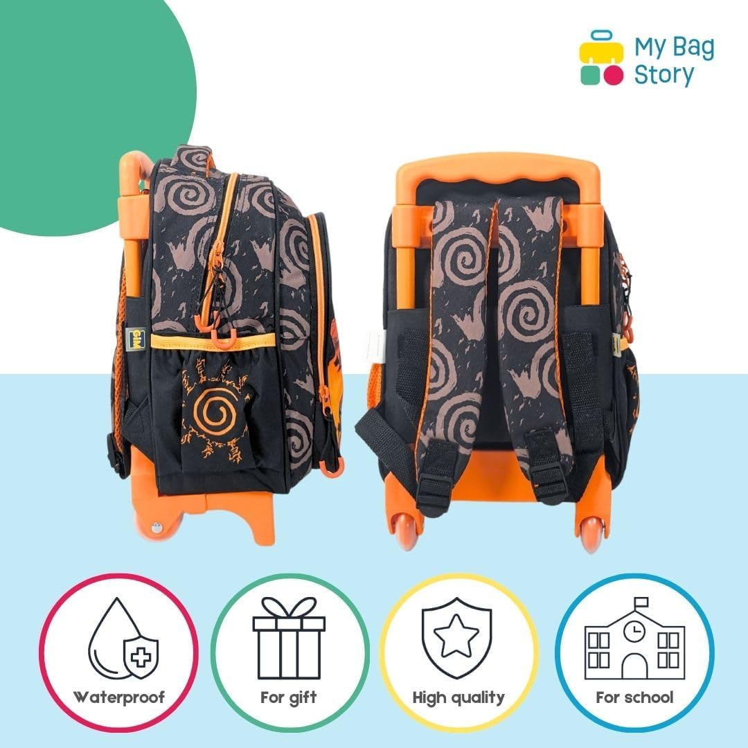 Cartable à roulettes Naruto orange et noir 30 cm pour enfant – Image 5
