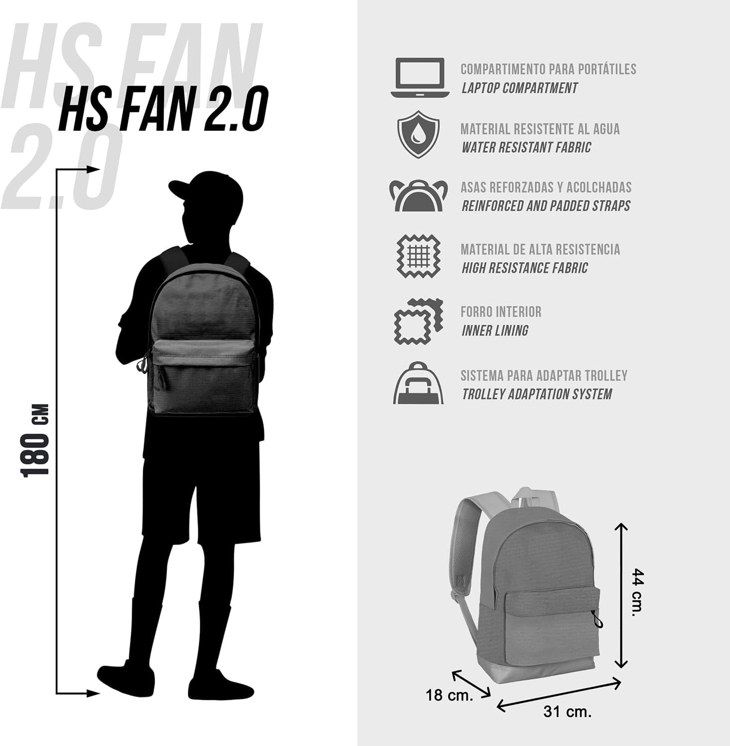 Sac à dos Naruto Shuriken HS FAN 2.0 gris avec poche avant – Image 7