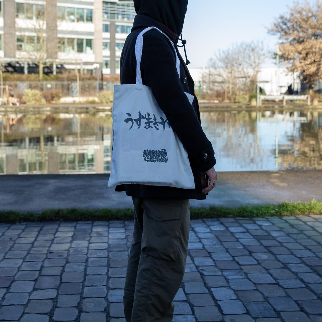 Sac tote Naruto Shippuden blanc à longues anses – Image 4
