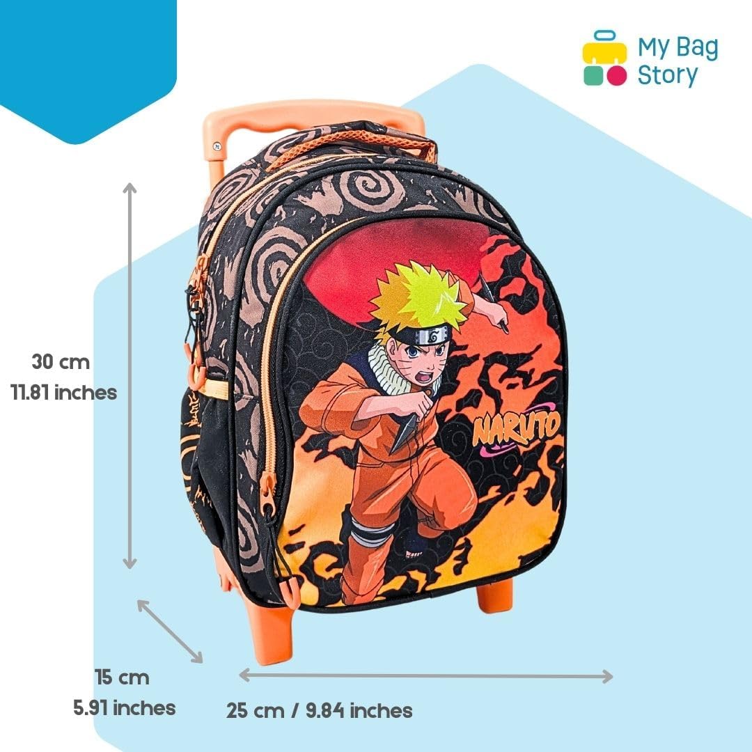 Cartable à roulettes Naruto orange et noir 30 cm pour enfant – Image 2