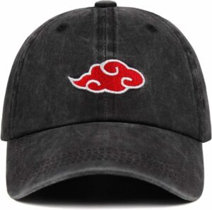 Casquette Naruto Akatsuki Red Cloud brodée en coton lavé