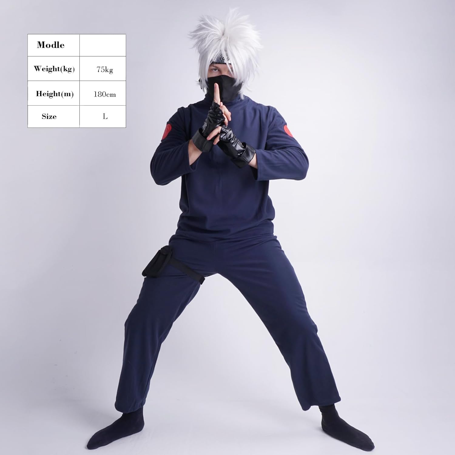 Costume cosplay Naruto Kakashi Hatake uniforme ninja Jônin taille M – Image 5