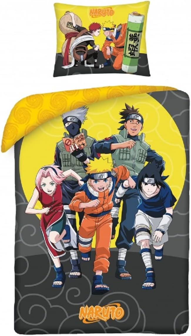 Parure de lit Naruto 5 personnages en coton 140 x 200 avec taie 70 x 90