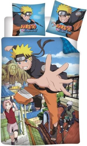 Parure de lit Naruto Hokage 100% coton avec housse 140x200 et taie 65x65