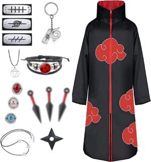 Costume Naruto Akatsuki Hidan Itachi avec cape et accessoires