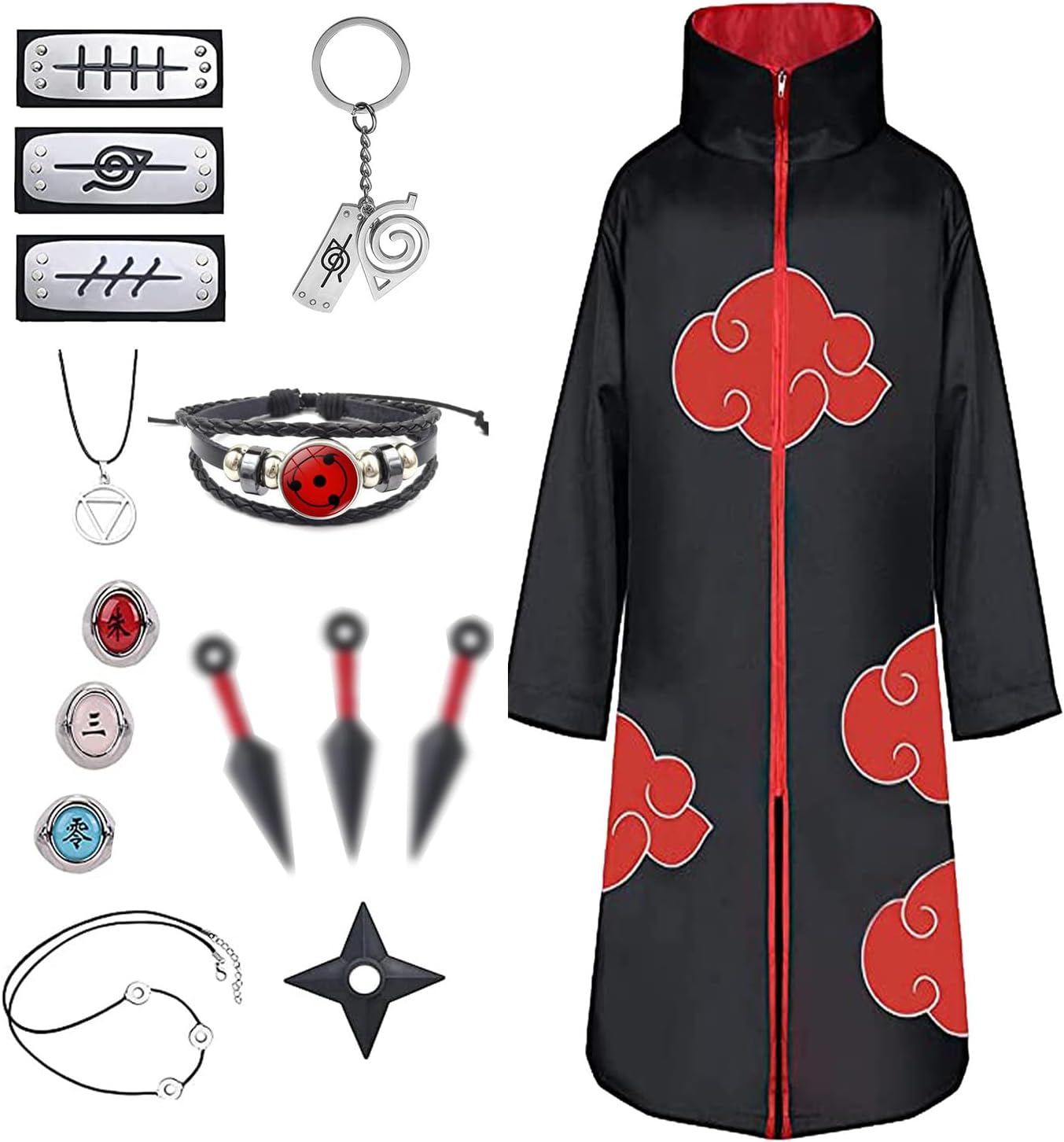 Costume Naruto Akatsuki Hidan Itachi avec 15 pièces