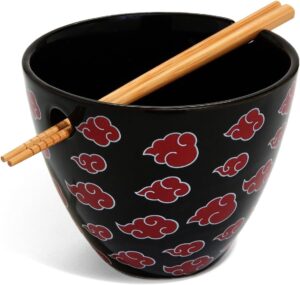 Bol à ramen NARUTO 470 avec baguette, style Itachi et logo Akatsuki