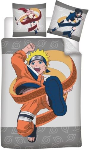 Parure Naruto en coton 100% avec housse 140x200 et taie 65x65