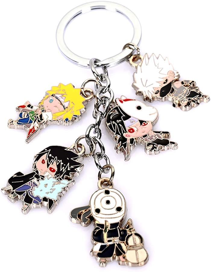 Porte-clés Naruto en métal avec 5 mini figurines Chibi