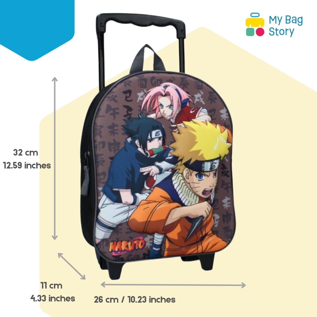 Cartable trolley Naruto 32 cm à roulettes et bretelles réglables – Image 2