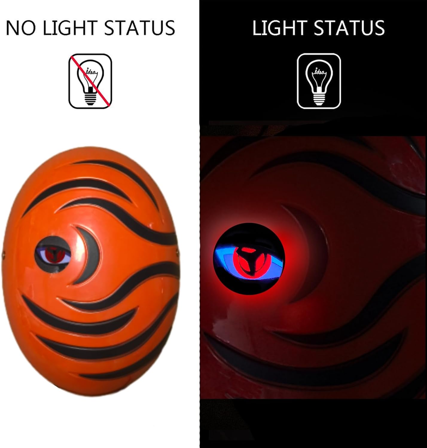 Masque LED Tobi Uchiha Akatsuki orange pour cosplay Naruto – Image 3