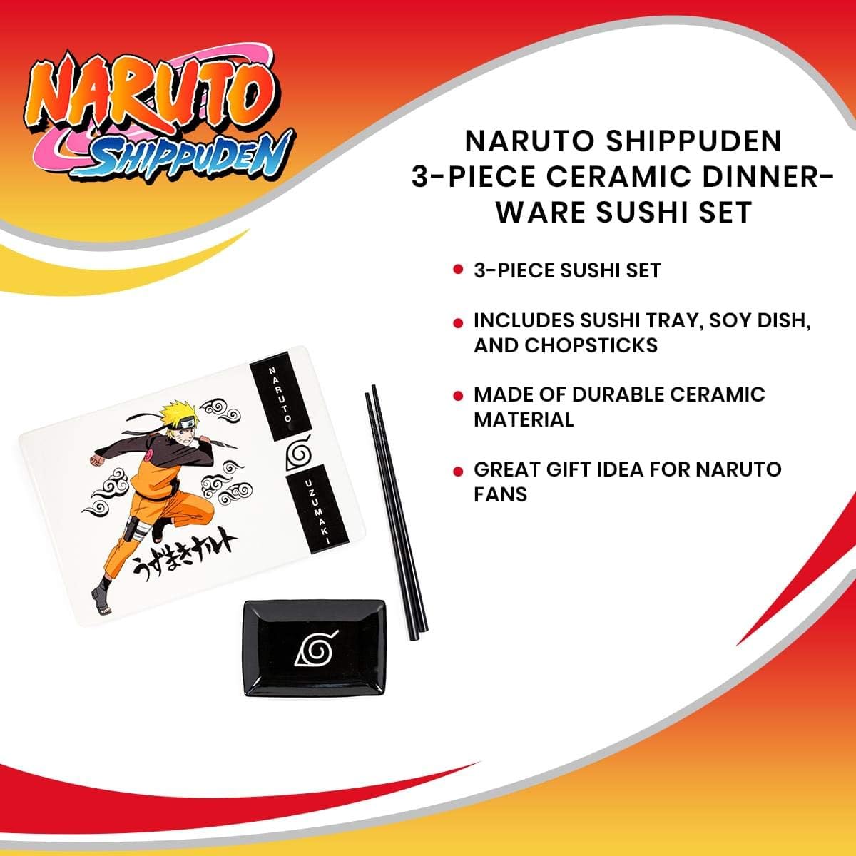 Ensemble à sushi Naruto Shippuden en céramique durable 215667 – Image 7