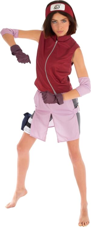 Costume Sakura Haruno Naruto avec accessoires, ensemble 8 pièces