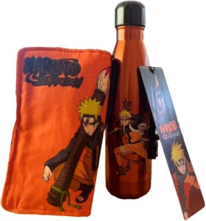 Coffret Naruto avec bouteille isotherme, protection manga et boîte décorative