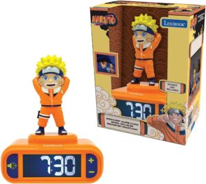 Réveil veilleuse Naruto orange avec écran LCD rétro-éclairé