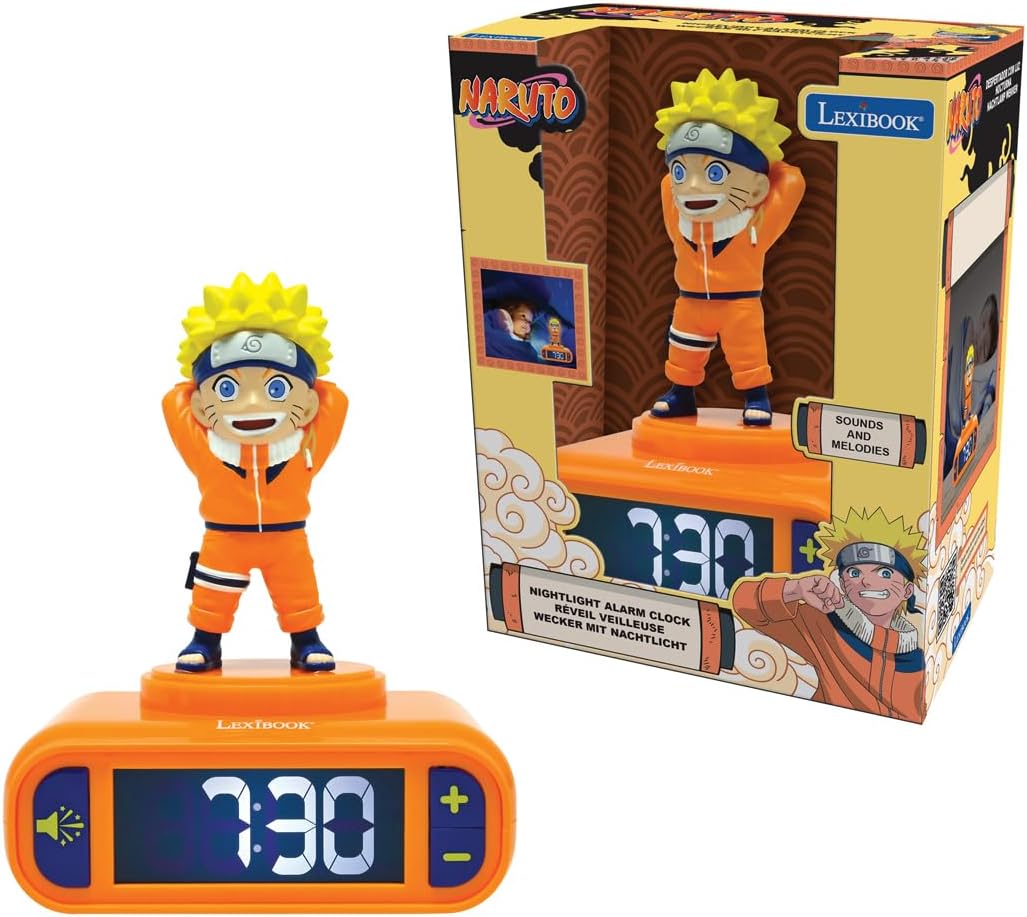 Réveil veilleuse Naruto orange avec écran LCD rétro-éclairé