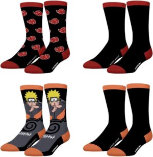 Lot de 4 chaussettes FREEGUN Naruto Shippuden Akatsuki pour homme