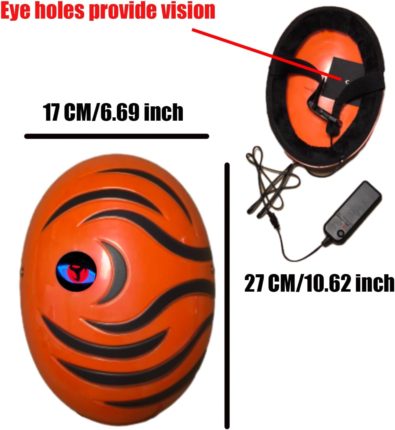 Masque LED Tobi Uchiha Akatsuki orange pour cosplay Naruto – Image 5