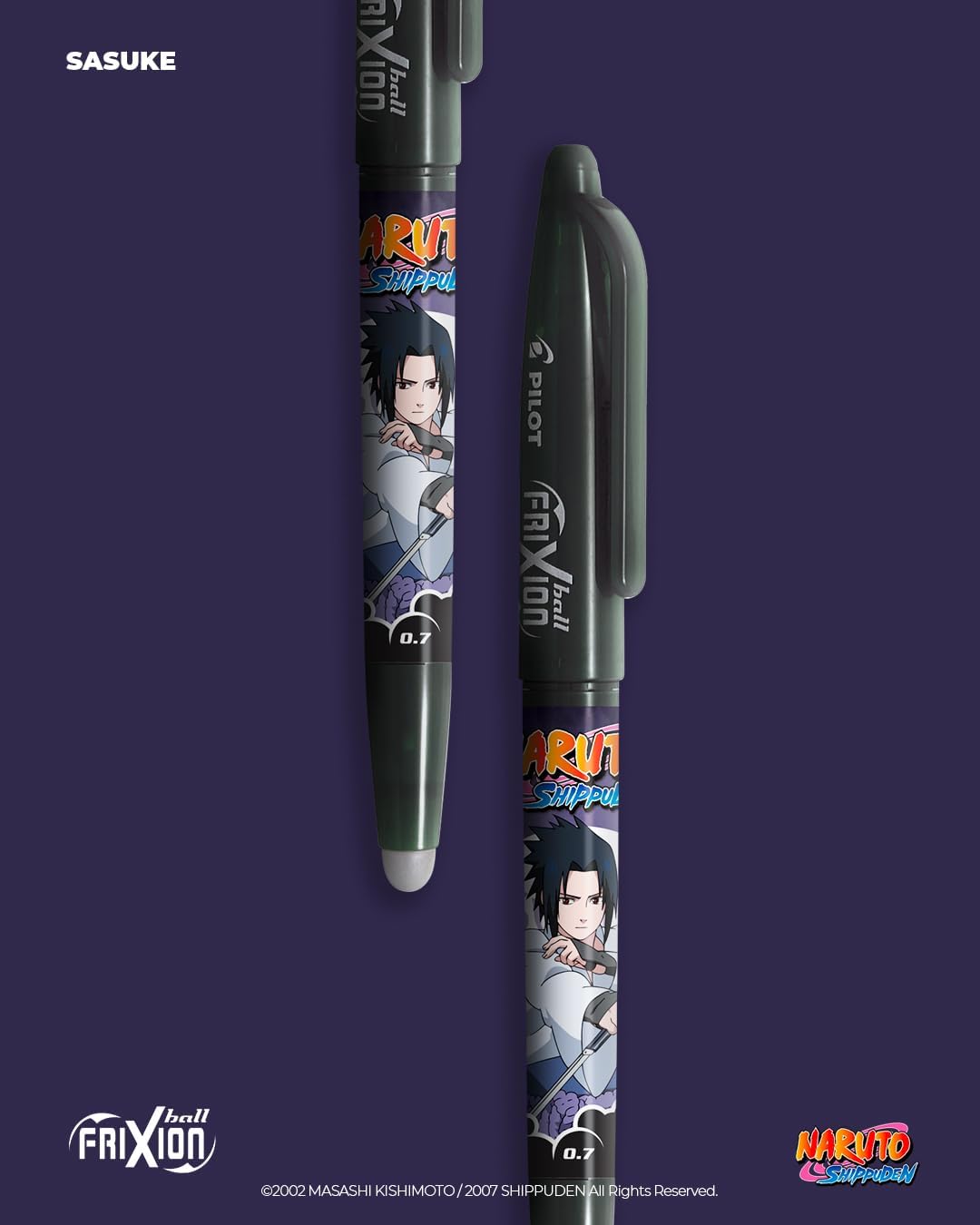 Stylo roller rechargeable FriXion Ball Naruto Shippuden noir, pointe moyenne – Image 3
