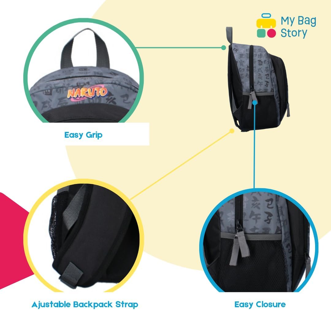 Sac à dos Naruto gris 35 cm avec bretelles réglables – Image 4