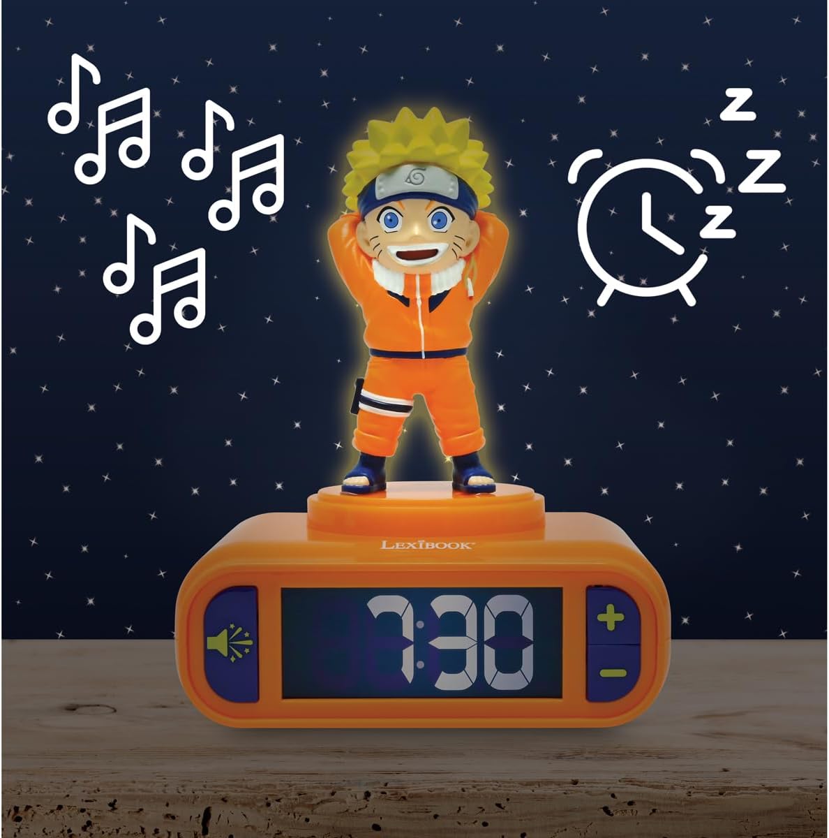 Réveil veilleuse Naruto orange avec écran LCD rétro-éclairé – Image 2
