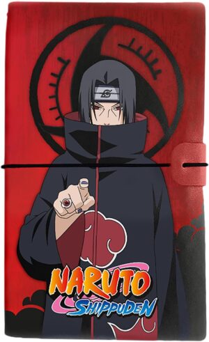Carnet Naruto Shippuden Itachi Uchiha ligné et pointillé rouge noir
