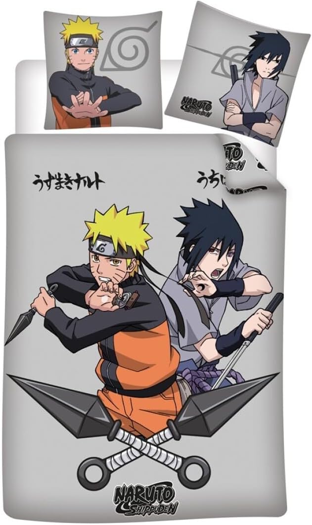 Parure Naruto Shippuden en 100% coton avec Naruto et Sasuke