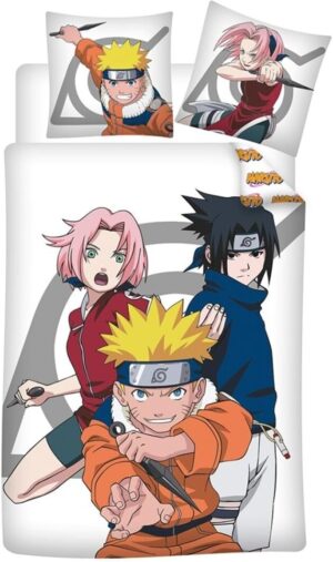 Parure de lit Naruto en polycoton avec Sasuke Uchiwa et Sakura Haruno pour 1 personne