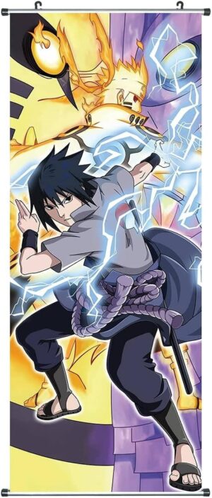 Kakemono Naruto Bijuu Moodo en tissu, Sasuke Uchiha 100 x 40 cm