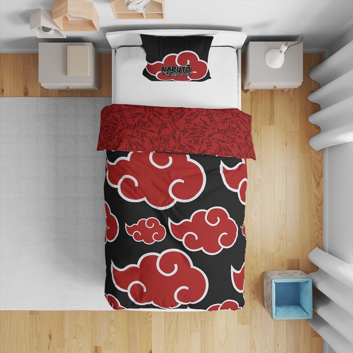 Parure de lit Naruto Shippuden Akatsuki réversible 140x200 – Image 2