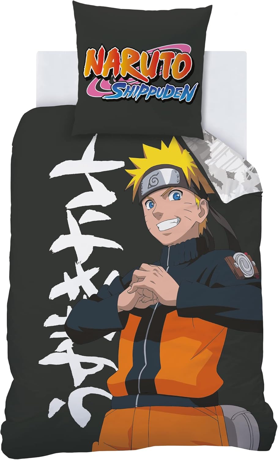 Parure de lit Naruto Uzumaki gris foncé 140x200+63x63cm – Image 2