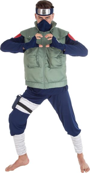 Costume homme Naruto Kakashi vert et bleu taille XL