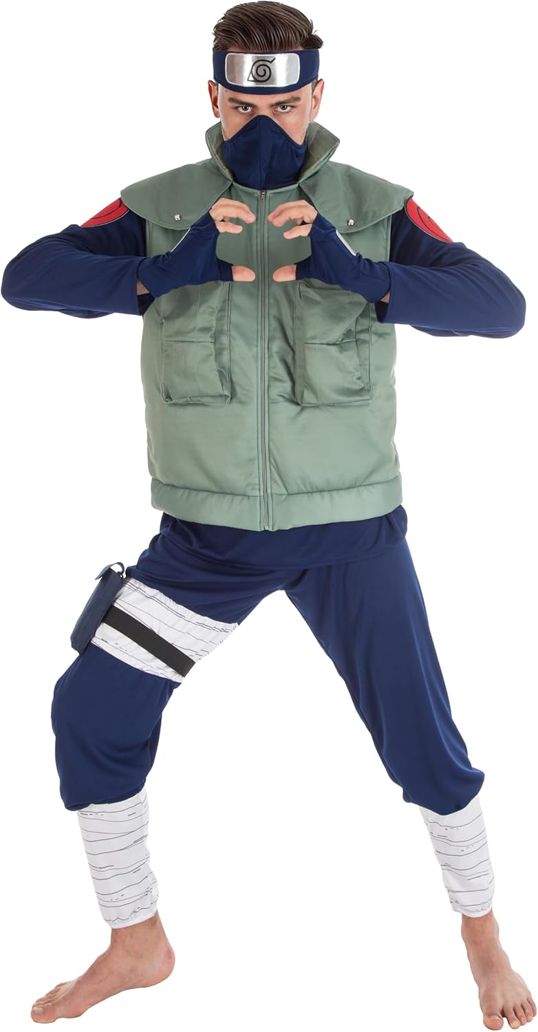 Costume homme Naruto Kakashi vert et bleu taille XL