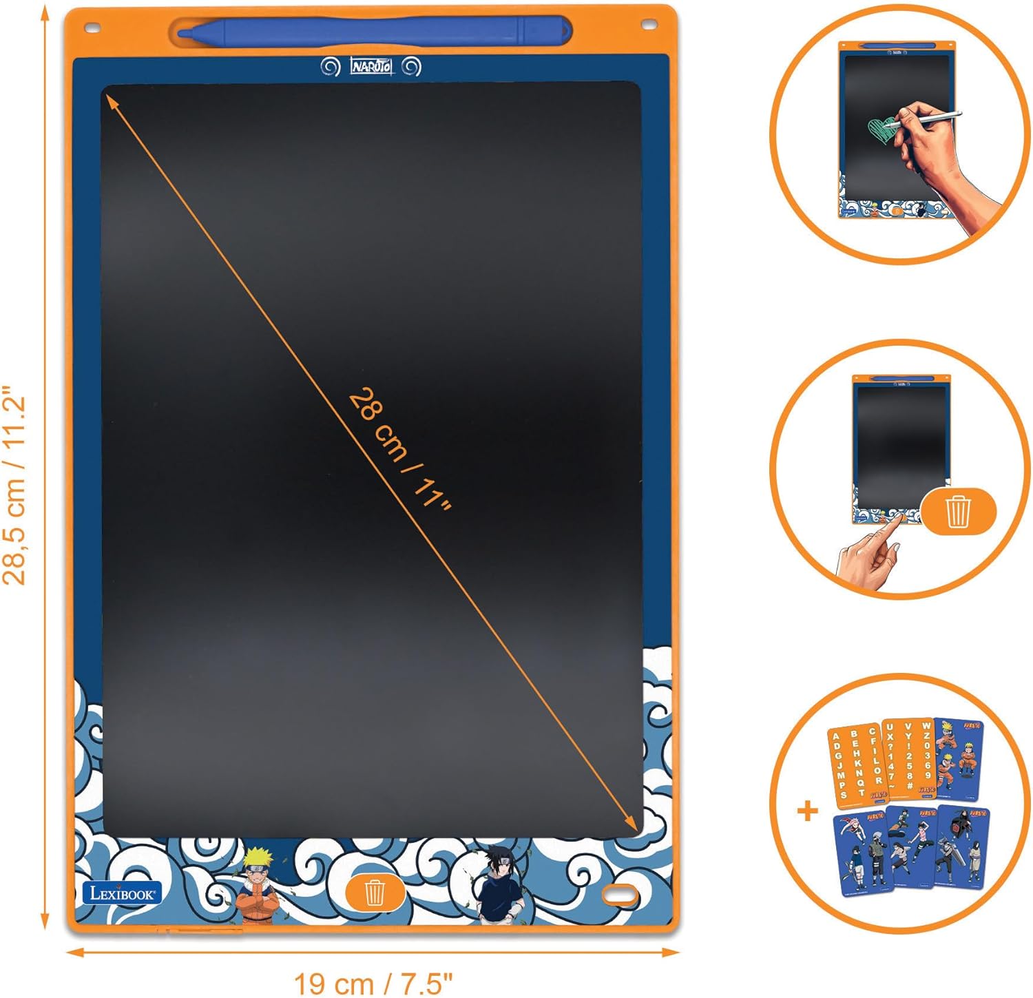 Ardoise magique Naruto Lexibook avec écran 28 cm et 6 pochoirs – Image 2